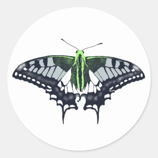 Agender Flag Swallowtail Butterfly Ronde Sticker (Voorkant)