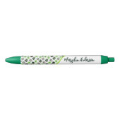 AGENDER FLORAL PATROON LGBTQ CUSTOM MONOGRAM ZWARTE INKT PEN (Voorkant)