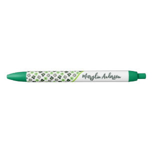 AGENDER FLORAL PATROON LGBTQ CUSTOM MONOGRAM ZWARTE INKT PEN