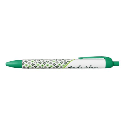 AGENDER FLORAL PATROON LGBTQ CUSTOM MONOGRAM ZWARTE INKT PEN (Bovenkant)