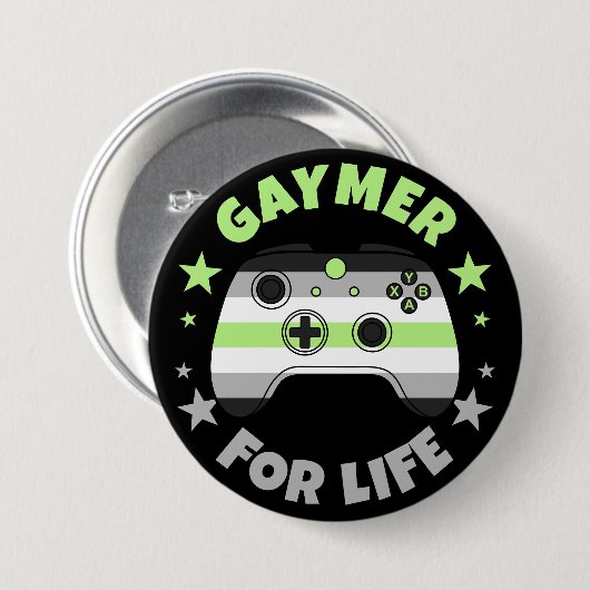 Agender Gaymer voor het Leven Videogame Controller Ronde Button 7,6 Cm (Voorkant /achterkant)
