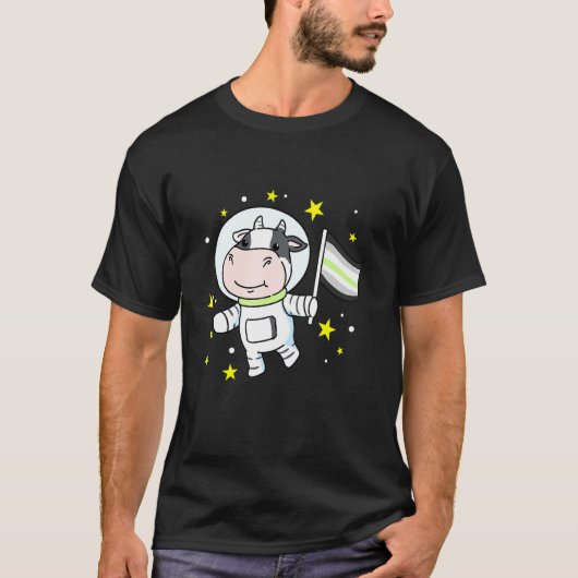 Agender Koe In De Ruimte Agender Trots T-shirt (Voorkant)