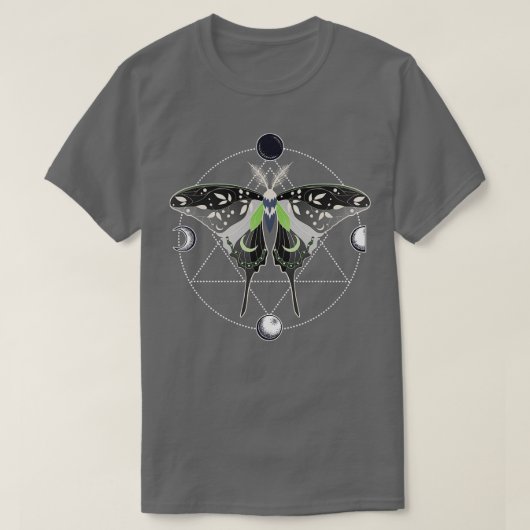 Agender Luna Moth Celestial LGBT Pride Vlag T-shirt (Design voorkant)