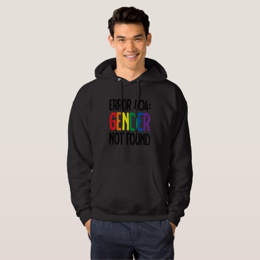Agender Non Binary Pride Error 404 Gender Not Foun Hoodie (Voorkant volledig)
