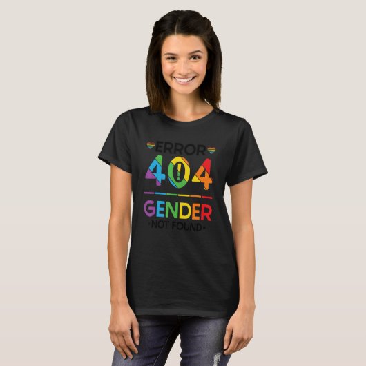 Agender Non Binary Pride Error 404 Gender Not Foun T-shirt (Voorkant volledig)