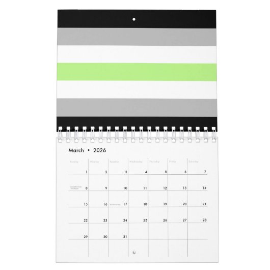 Agender Pride Flag Kalender (Mar 2026)