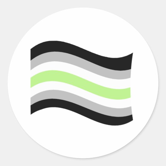 Agender Pride Golvende Vlag Ronde Sticker (Voorkant)