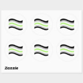 Agender Pride Golvende Vlag Ronde Sticker (Vel)