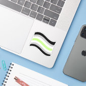 Agender Pride Golvende Vlag Sticker (Laptop met iPhone)