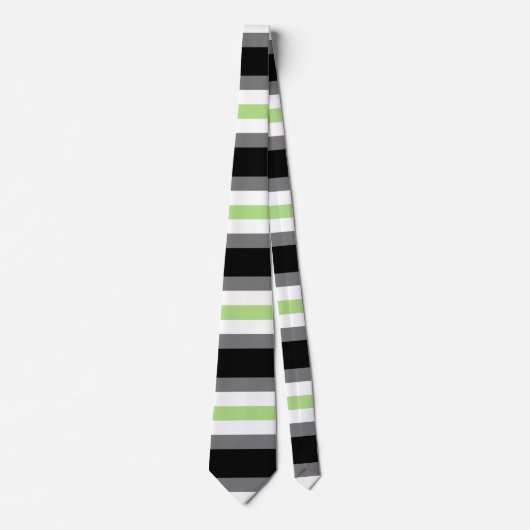 Agender Pride, LGBTQ Pride, Black Grey en Green Stropdas (Voorkant)