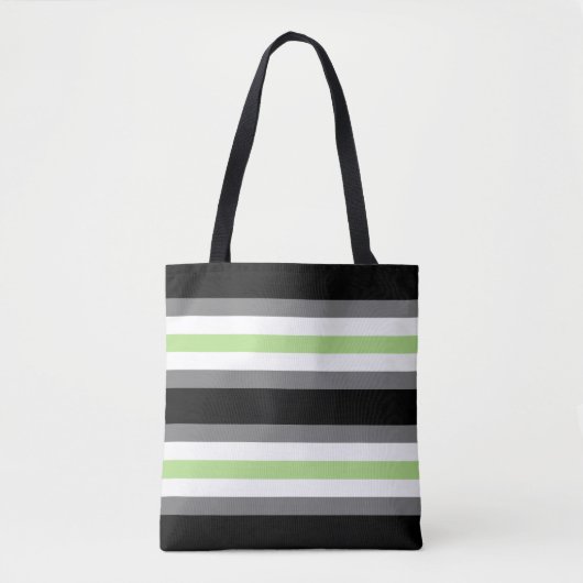 Agender Pride, LGBTQ Pride, Black Grey en Green Tote Bag (Voorkant)