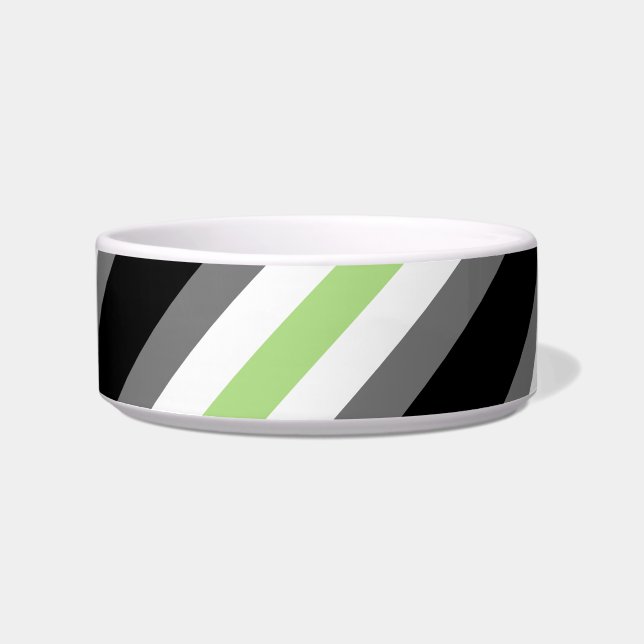 Agender Pride, LGBTQ Pride, Black Grey en Green Voerbakje (Voorkant)