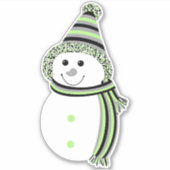 Agender Pride Snowman Sneeuwman Vlag Groen Sticker (Voorkant)