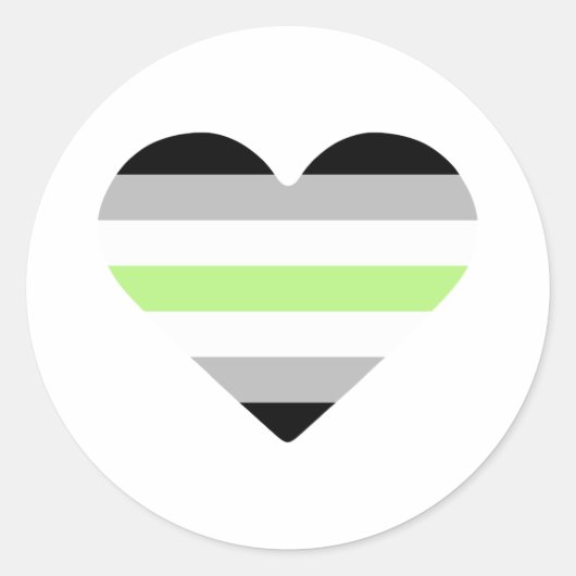 Agender Pride Vlag Hart Ronde Sticker (Voorkant)
