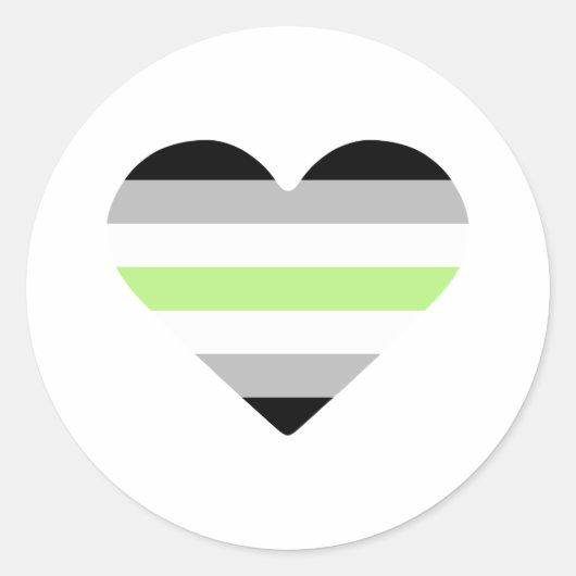 Agender Pride Vlag Hart Ronde Sticker (Voorkant)