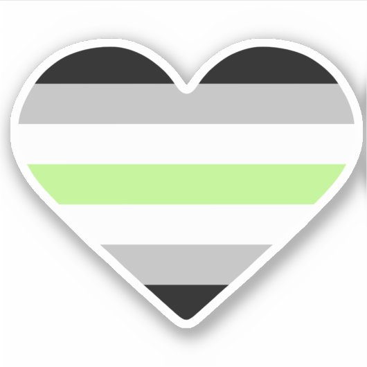 Agender Pride Vlag Hart Sticker (Voorkant)