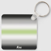 Agender Pride-vlag met verloop en aangepaste naam Sleutelhanger (Achterkant)