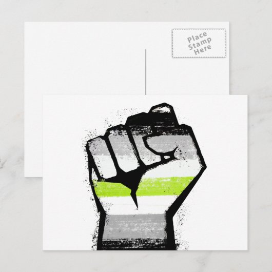 Agender Pride Vuist Briefkaart (Voorkant / Achterkant)