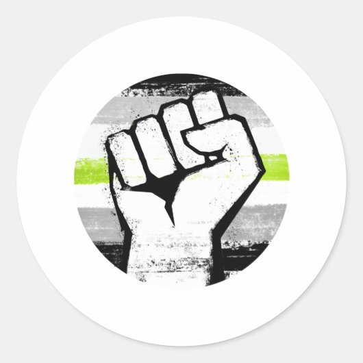 Agender Pride Vuist Cirkelprint Ronde Sticker (Voorkant)