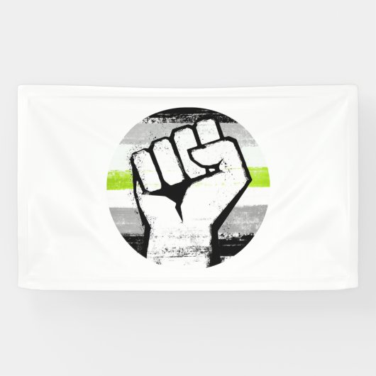 Agender Pride Vuist Cirkelprint Spandoek (Horizontaal)