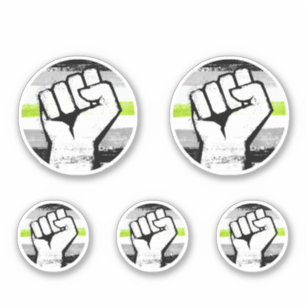 Agender Pride Vuist Cirkelprint Sticker