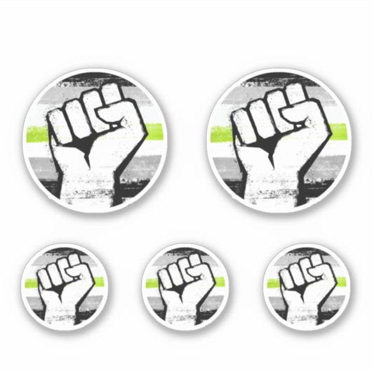 Agender Pride Vuist Cirkelprint Sticker (Voorkant)