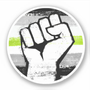 Agender Pride Vuist Cirkelprint Sticker