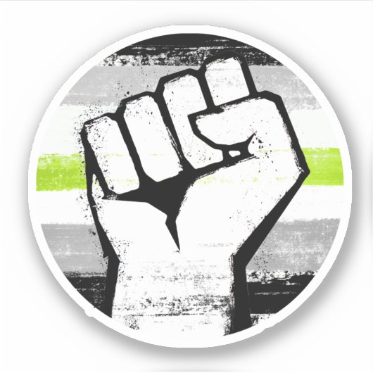 Agender Pride Vuist Cirkelprint Sticker (Voorkant)