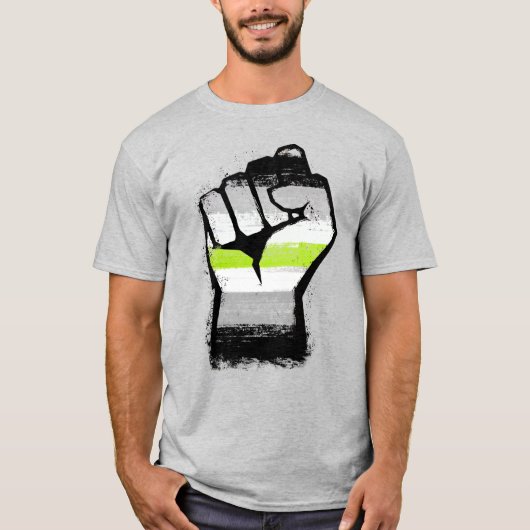 Agender Pride Vuist T-Shirt (Voorkant)