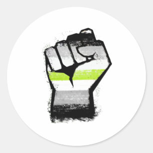 Agender Protest Vuist Ronde Sticker