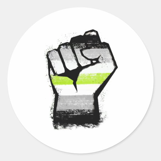 Agender Protest Vuist Ronde Sticker (Voorkant)