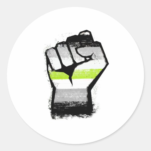 Agender Protest Vuist Ronde Sticker (Voorkant)