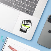 Agender Protest Vuist Sticker (Laptop met iPhone)