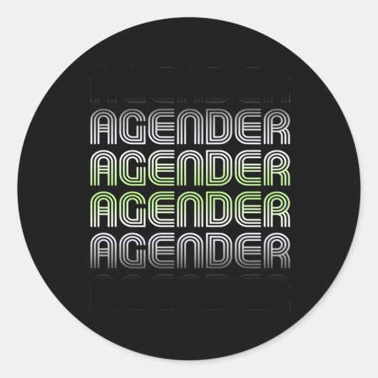 Agender Retro Pride Ronde Sticker (Voorkant)