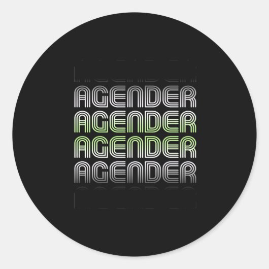 Agender Retro Pride Ronde Sticker (Voorkant)