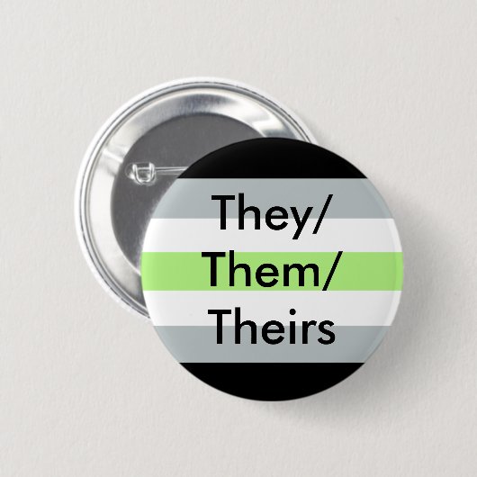 Agender-vlag zij/zij/hun Button (Voorkant /achterkant)