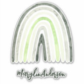 AGENDER WATERVERF RAINBOWS LGBTQ CUSTOM MONOGRAM STICKER (Voorkant)