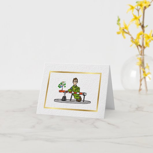 Agent aan rand met kerstboomkaart kaart (Gele Bloem)