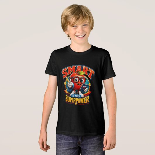 Agent Apple | Schattig 'Terug naar School' Mascott Tri-Blend Shirt (Voorkant volledig)