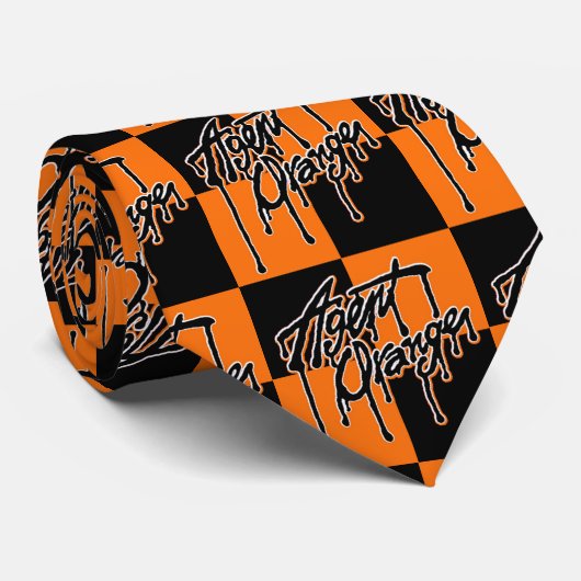 Agent Oranje "Drip" Logo Punk Stropdas (Opgerold)