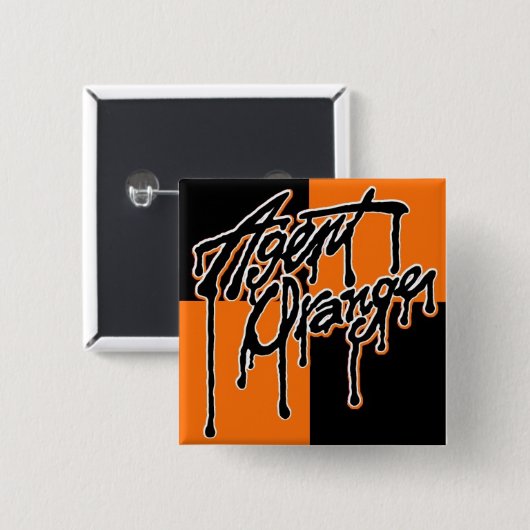 Agent Oranje "Drip" Logo Square Punk Button (Voorkant /achterkant)