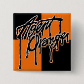 Agent Oranje "Drip" Logo Square Punk Button (Voorkant)