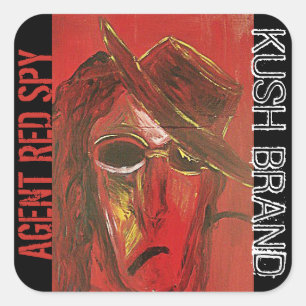 AGENT RODE SPION KUSH VIERKANTE STICKER
