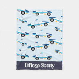 Agent voegt naam politie babydeken toe fleece deken