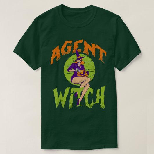Agent Witch - Funny Agent Halloween T-shirt (Design voorkant)