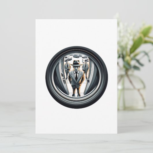 Agenten in het grijs aan de deur | Fisheye Kaart (Staand voorkant)