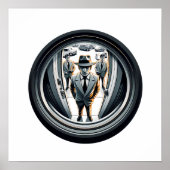 Agenten in het grijs aan de deur | Fisheye Poster (Voorkant)