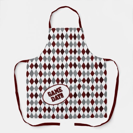 Aggie Maroon Argyle Patroondag Schort (Voorkant)