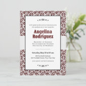 Aggie Maroon Floral Damask Foto Afstuderen Kaart (Staand voorkant)
