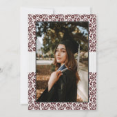 Aggie Maroon Floral Damask Foto Afstuderen Kaart (Achterkant)